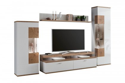 Sylt von IDEAL Möbel - Wohnwand 104 weiß/ Eiche