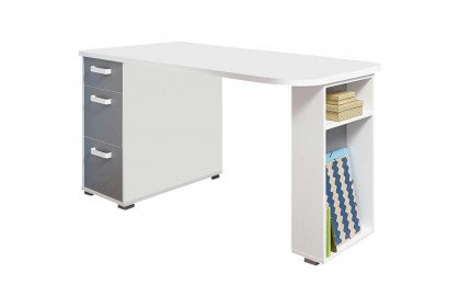 Yoris von BEGABINO - Schreibtisch mit Stauraum weiß - grau