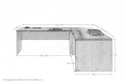 Torie von Forte - Eck-Schreibtisch in Holznachbildungen/ Weiß