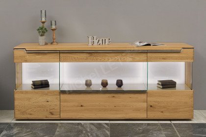 Vedua von Hülsta - Sideboard Eiche inklusive Glasrückwand