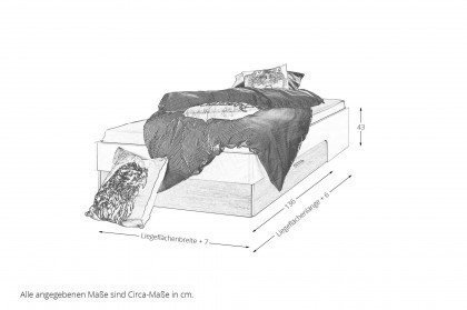 max-i von Rudolf - Bett mit Schubkasten alpinweiß - Natureiche