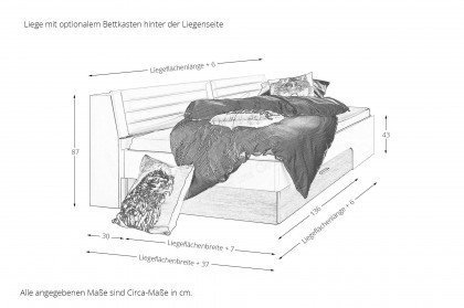 max-i von Rudolf - weißes Bett mit hellgrauer Sockelschublade