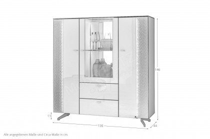 AUREA von LEONARDO living - Highboard Glas weiß/ Pailletten weiß