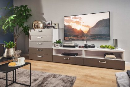 loop von Rudolf - TV-Wohnwand ca. 270 cm breit weiß - grau