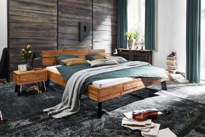 Timber Look von Tjørnbo - Doppelbett Eiche - Eisen schwarz
