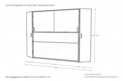 loop von Rudolf - Schrankklappbett quer mit Aufsatz, ca. 60 cm tief
