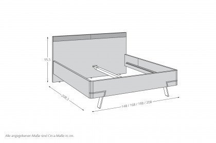 Fena von Hülsta - Doppelbett mit Holzfurnier & Kopfteilapplikation