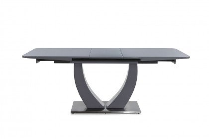 Ulm von Pro.Com - Tisch mit Glasplatte und Gestell in Hochglanz grau