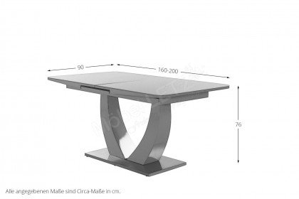 Ulm von Pro.Com - Tisch mit Glasplatte und Gestell in Hochglanz grau
