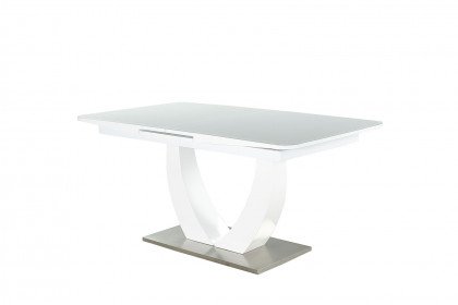 Ulm von Pro.Com - Tisch mit Glasplatte und Gestell in Hochglanz weiß