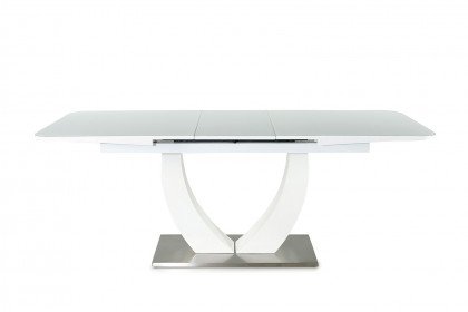 Ulm von Pro.Com - Tisch mit Glasplatte und Gestell in Hochglanz weiß