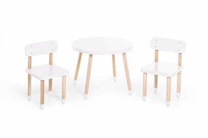 Dots von FLEXA - Kindertisch rund und 2 Kinderstühle mit Rückenlehne