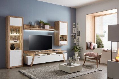 Tessas von IDEAL Möbel - Wohnwand 23 weiß/ Eiche Artisan