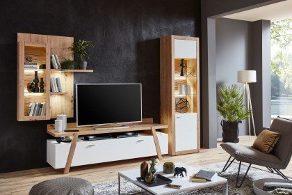 Tessas von IDEAL Möbel - Wohnwand 107 weiß/ Eiche