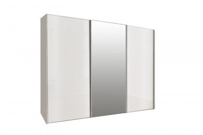 Monaco 3000 von Wiemann - Kleiderschrank Weißglas/ Spiegel/ grau