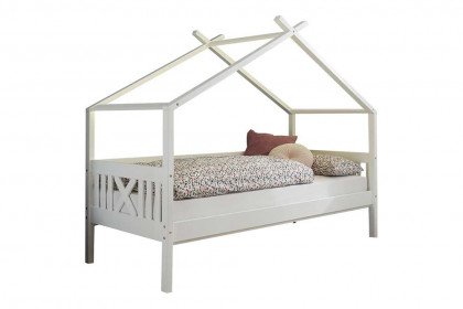 Juletta von BEGABINO - Bett mit Dach Kiefer massiv weiß