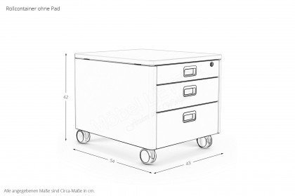 Cubic von moll - Rollcontainer weiß inklusive Sitzkissen petrol