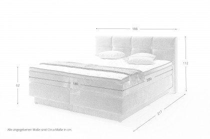 Portage-BX2110 von Sun Garden - Boxspringbett grau mit Bettkasten