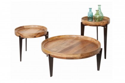 Coffee Tables von Tom Tailor - Couchtisch 3er Set Mango/ Metall schwarz