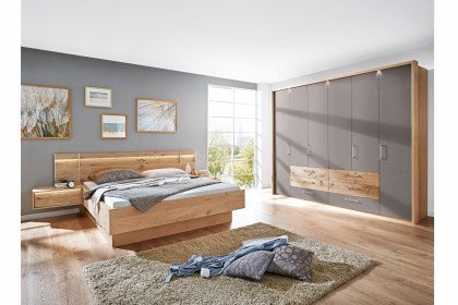Cadiz von Disselkamp - Schlafzimmerset in Balkeneiche mit grauer Lackfront