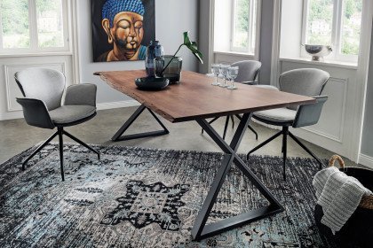 Thor dining von Wohnglücklich - Tisch nussbaumfarbig/ Metall schwarz