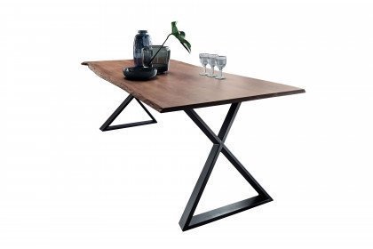 Thor-dining von Wohnglücklich - Tisch nussbaumfarbig/ Metall schwarz