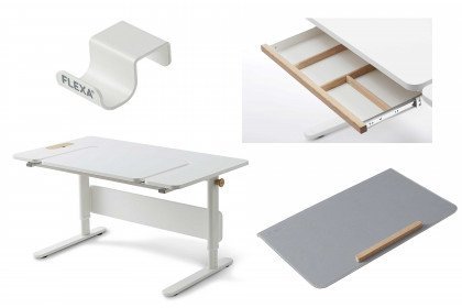 MOBY study desk von FLEXA - Schreibtisch mit Schublade, Auflage & Haken
