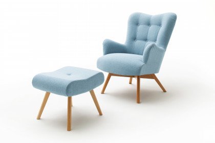Skandinavische Polstermöbel Aerndt Sessel mit Hocker blau Möbel Letz