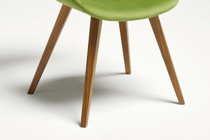 Stuhl 128 von ANREI - 4-Fuß-Stuhl in Astnuss/ grün, eckige Beinform