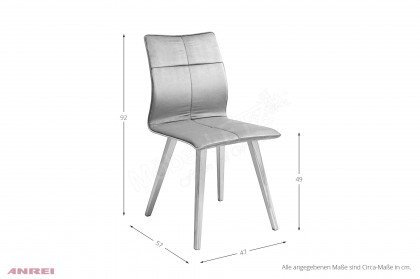Stuhl 646 von ANREI - 4-Fuß-Stuhl Velours taupe/ Bergfichte