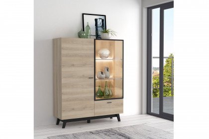 Carea von Forte - Highboard Comano Pflaume, inklusive Beleuchtung