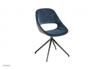 Stuhl 120 RL von ANREI - Stuhl Leder rock & Velours blau, drehbar