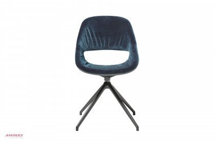 Stuhl 120 RL von ANREI - Stuhl Leder rock & Velours blau, drehbar