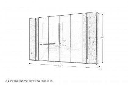 Cubo von Thielemeyer - breiter Schlafzimmerschrank Glas Lack silber