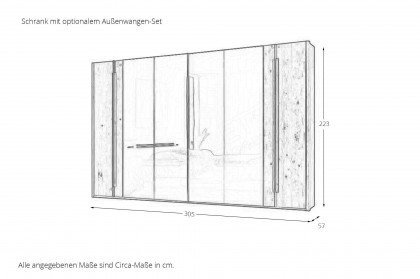 Cubo von Thielemeyer - breiter Schlafzimmerschrank Glas Lack silber