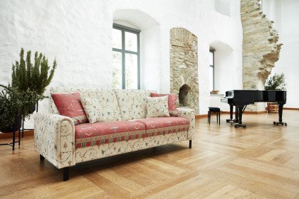 Sorrento von Schröno - Einzelsofa rot-beige mit Muster