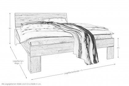 Astoria von Nature Living - Holzbett Wildeiche mit geradem Kopfteil