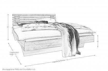 Astoria von Nature Living - Holzbett Wildeiche mit Lamellen-Kopfteil