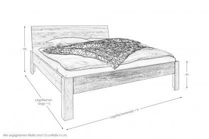 Cleveland von Nature Living - Bett aus Wildeiche mit geradem Kopfteil