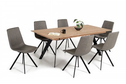 ET581/ Aria von Gwinner S-Design - Essgruppe mit Auszugstisch und 6 Stühlen