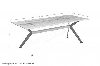 Tisch 452 von Wöstmann - Esstisch in Wildeiche soft gebürstet & Metall carbon