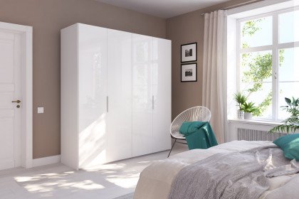 Swift von Express - 4-türiger Kleiderschrank mit Weißglasfront