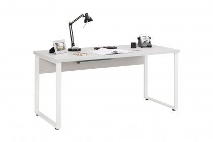 Set+ von Maja Möbel - Schreibtisch mit weißen Metallfüßen