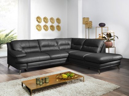 Bologna von COTTA - Ledergarnitur rechts schwarz