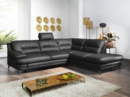 Bologna von COTTA - Ledergarnitur rechts schwarz