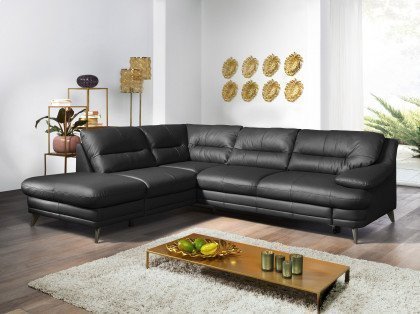 Bologna von COTTA - Ledergarnitur links schwarz