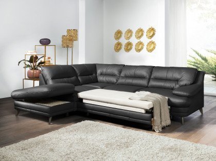 Bologna von COTTA - Ledergarnitur links schwarz