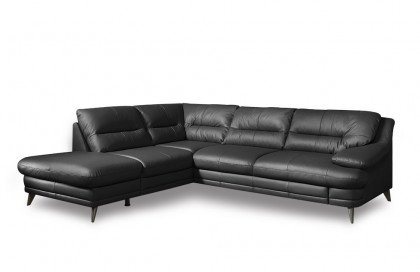 Bologna von COTTA - Ledergarnitur links schwarz