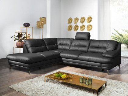 Bologna von COTTA - Ledergarnitur links schwarz