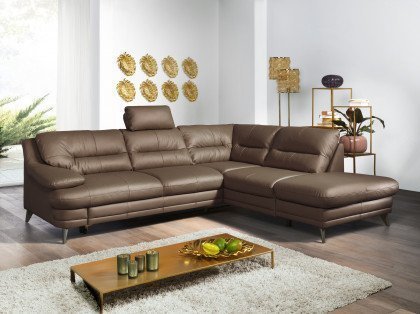 Bologna von COTTA - Ledersofa rechts cocoa